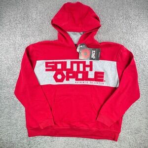 Southpole Men XXL Red Gray Colorblock Puff Logo Hoodie Sweatshirt NWT Streetwear